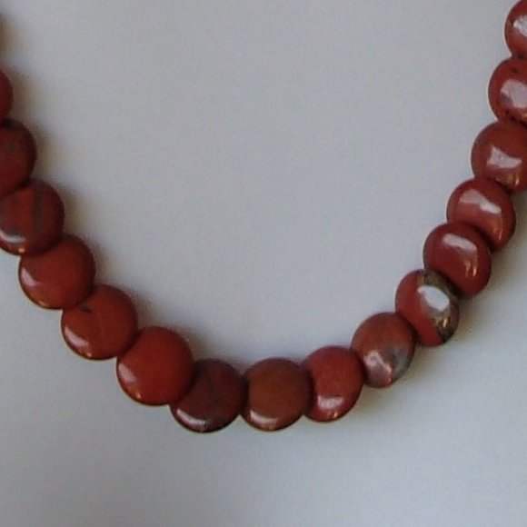 Jasper Unakite Copper Necklace Earrings Set Overlapping Discs Beads Flower Clasp - Picture 5 of 11